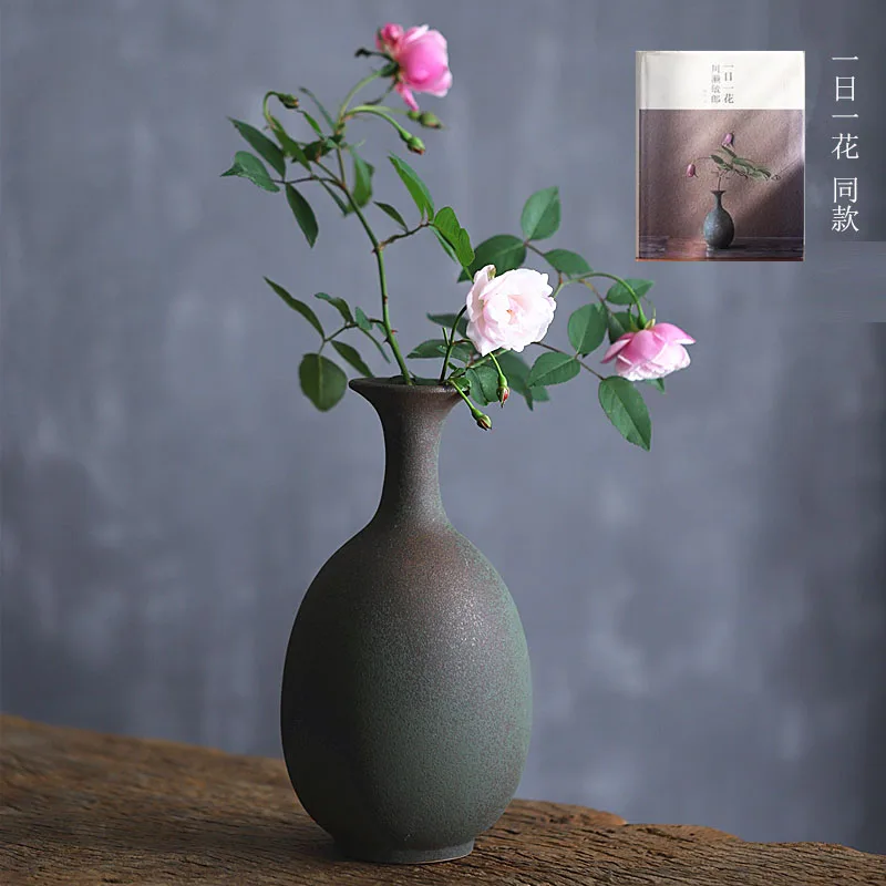 Vieną dieną Viena Gėlė Zen Žalia Keramikos Imitacija, Bronzinė Vaza Papuošalai Japonų Rankų darbo Keramikos Gėlių kompozicijų Veranda Dekoras