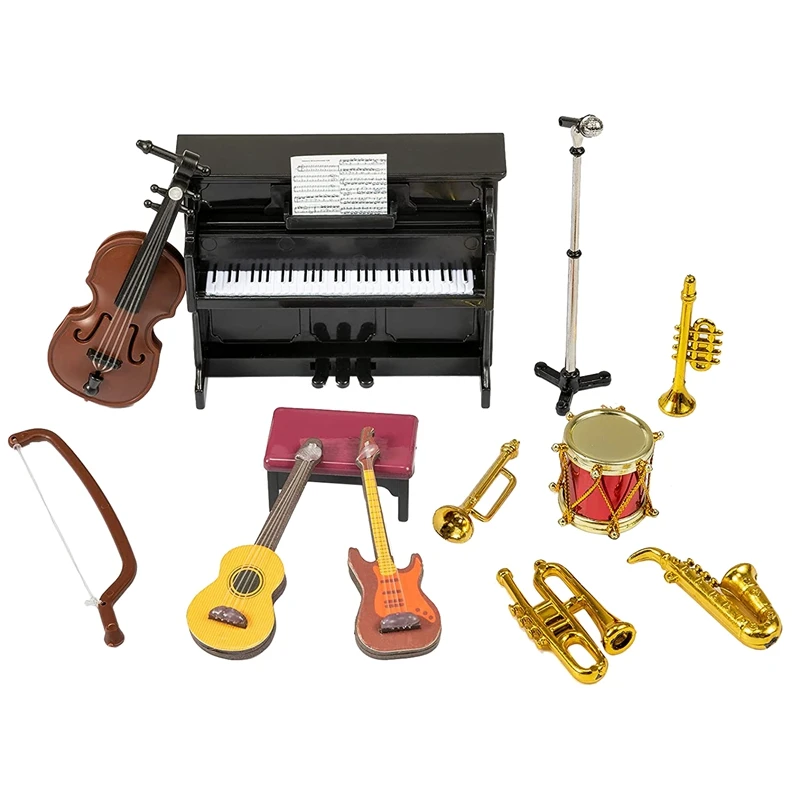 Miniatiūriniai lėlių Muzikos instrumentų Rinkinys 12Pcsmini Lėlių Muzikos Instrumentas, Modelis Lėlių Apdailos Reikmenys